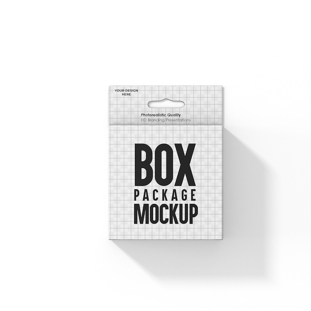 Mockup di scatola di imballaggio del prodotto quadrato per mockup di scatola quadrata sottile con gancio
