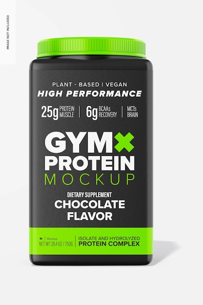 PSD square protein powder container mockup front view