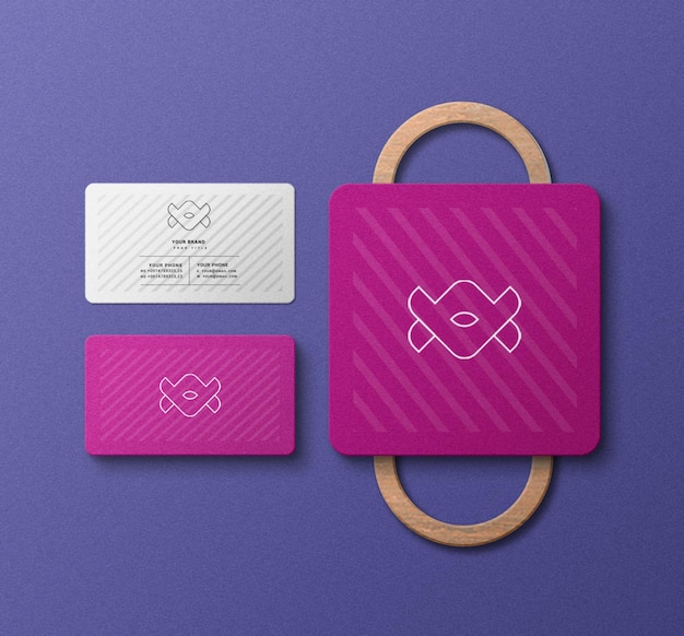 Square PSD business card mockup