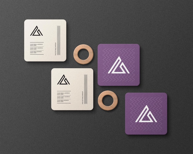 PSD square psd business card mockup