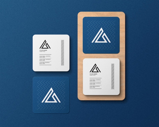 Square psd business card mockup