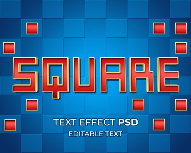 PSD square red text effect editable  3d