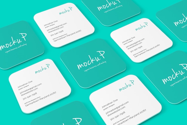 PSD square round corner business card mockup