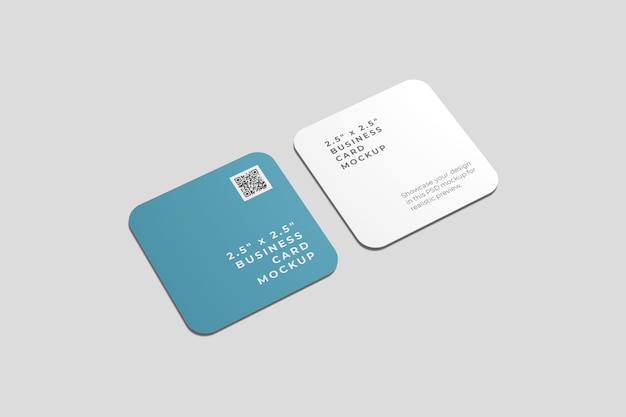 PSD square rounded business cards high angle view