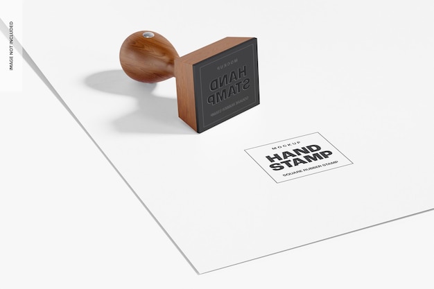 Premium PSD | Square rubber stamp mockup, leaned