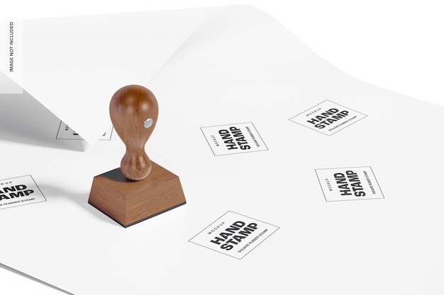 Square Rubber Stamp Mockup, Right View