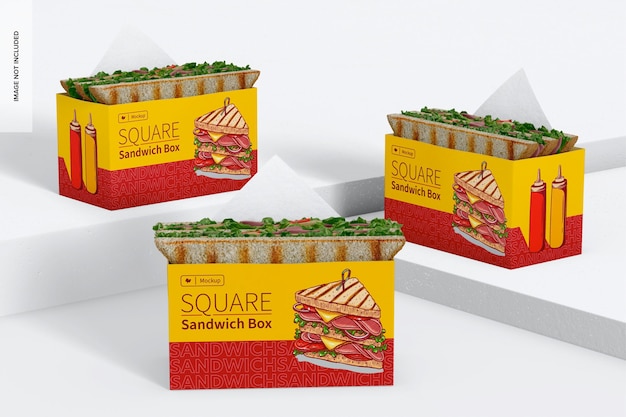 Mockup di scatole per sandwich quadrate 02