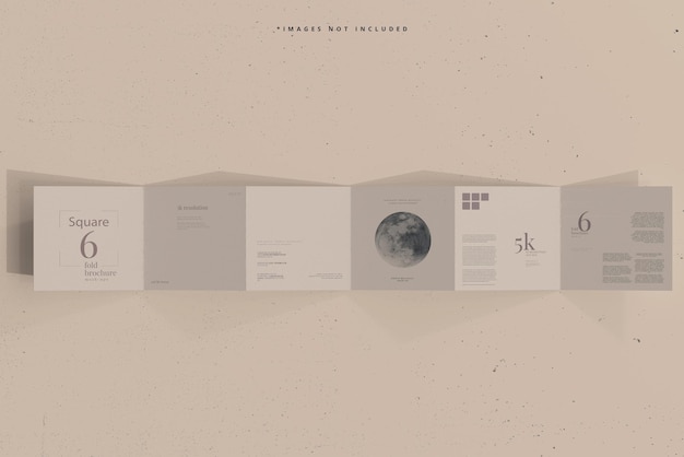 square six fold brochure mockup