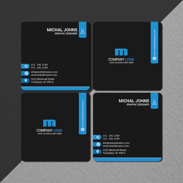 PSD square size business card design