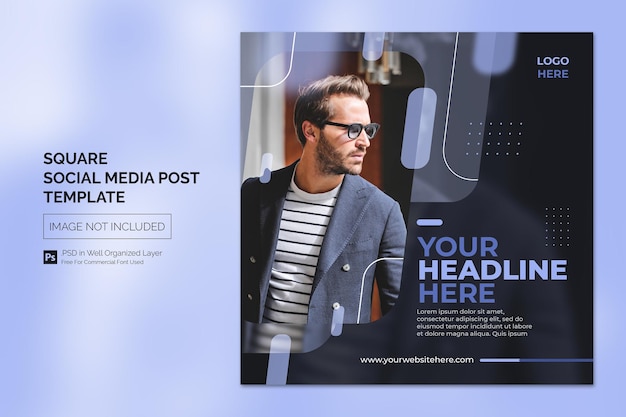 PSD square social media instagram post or web banner template with headline design concept