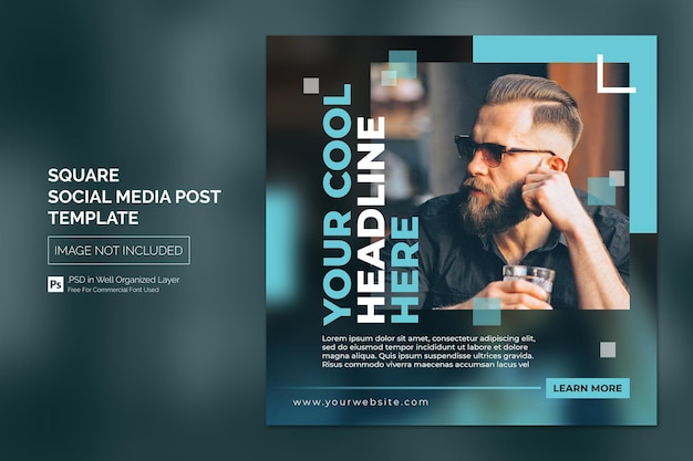 Square social media instagram post or web banner template with headline design concept