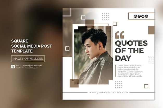 PSD square social media instagram post or web banner template with headline design concept