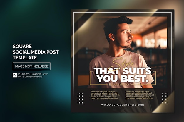 Square social media instagram post or web banner template with headline design concept