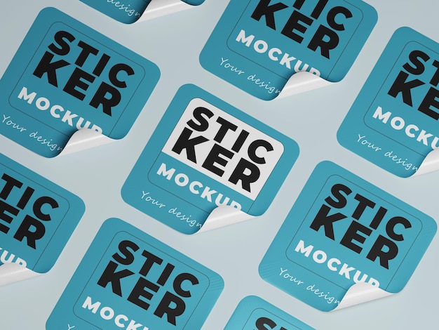 PSD square stickers mockup