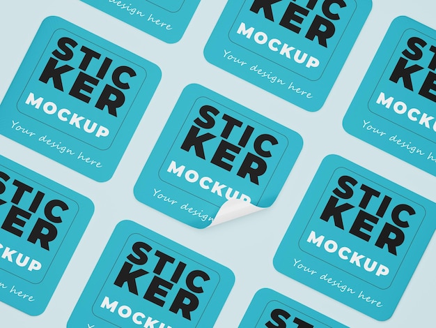 PSD square stickers mockup