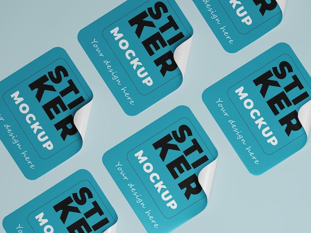 PSD square stickers mockup