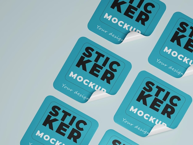 PSD square stickers mockup