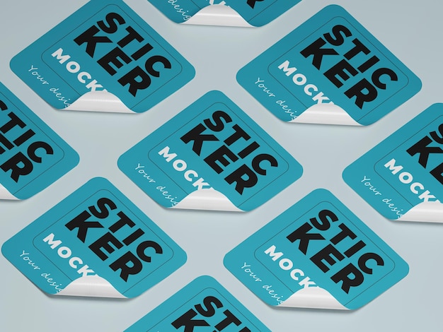 PSD square stickers mockup