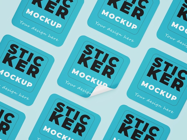 PSD square stickers mockup