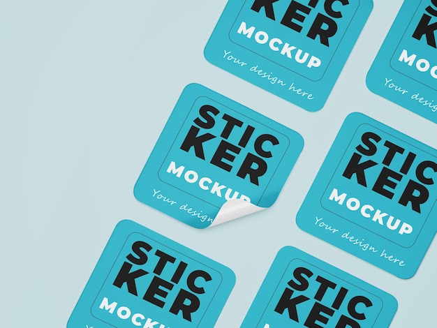 PSD square stickers mockup