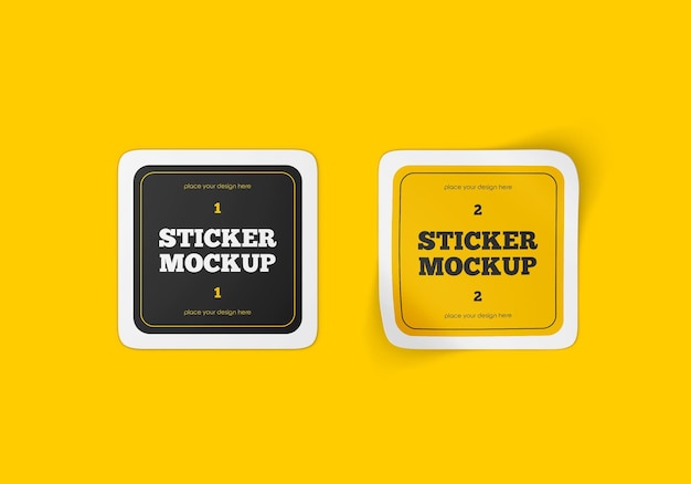 PSD square stickers mockup