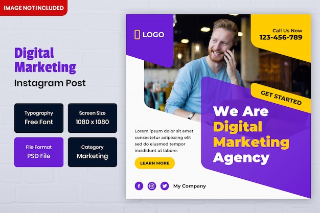 square template for digital marketing for social media post