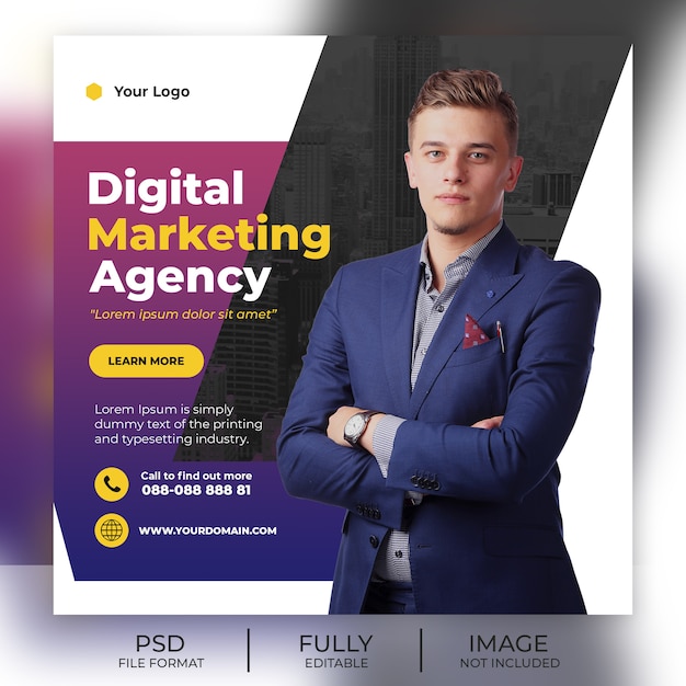 PSD square template for digital marketing social media post