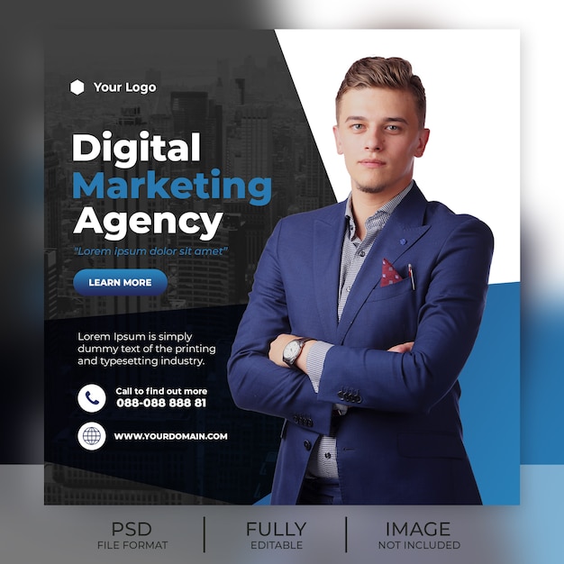 PSD square template for digital marketing social media post