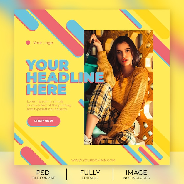 PSD square template for fashion business social media post