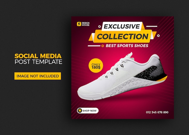 Square template with shoes sale for social media post