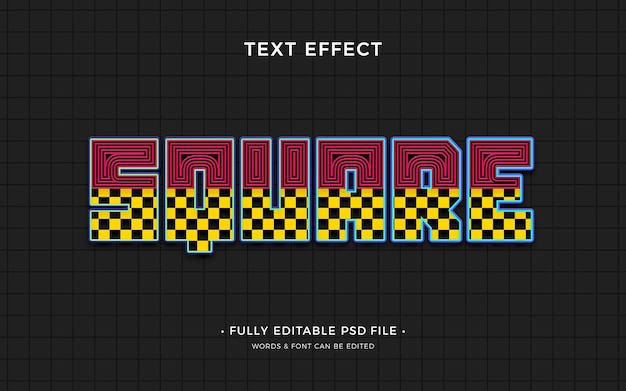 PSD square text effect
