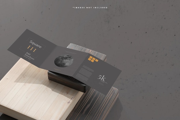 Square three fold brochure mockup