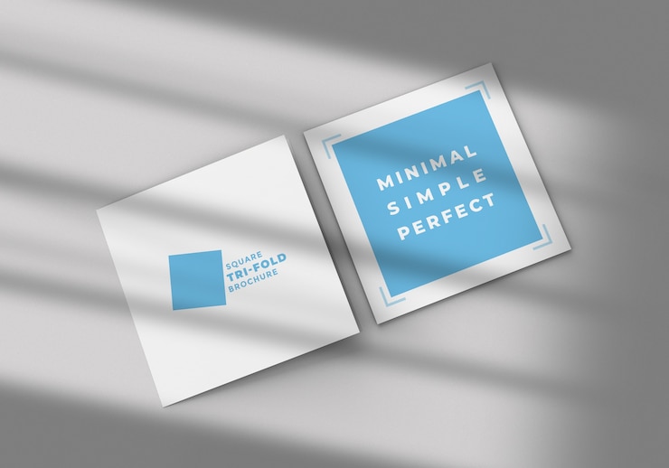 PSD square tr-fold brochure mockup template