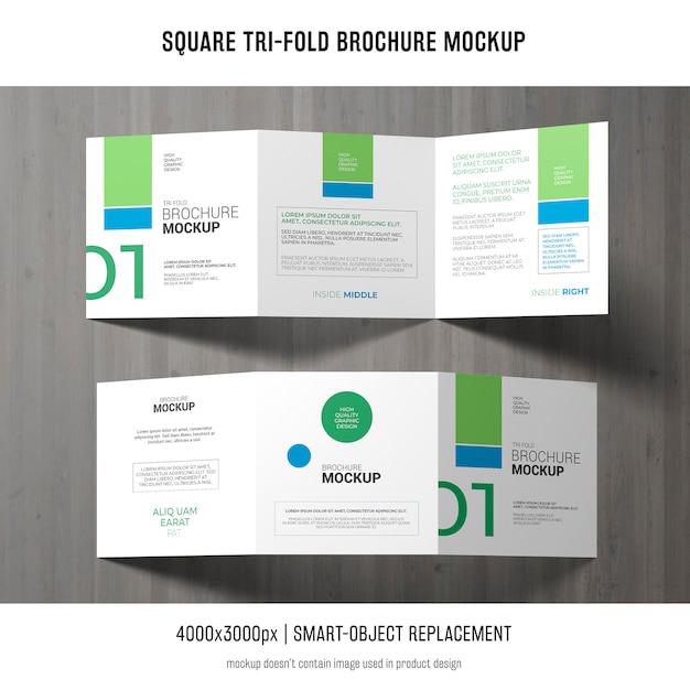 Square Tri-fold Brochure Mockup