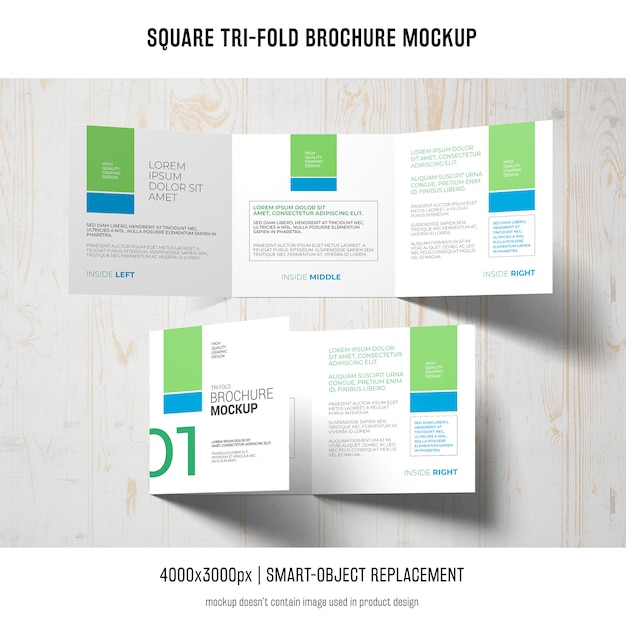 Square Tri-fold Brochure Mockup