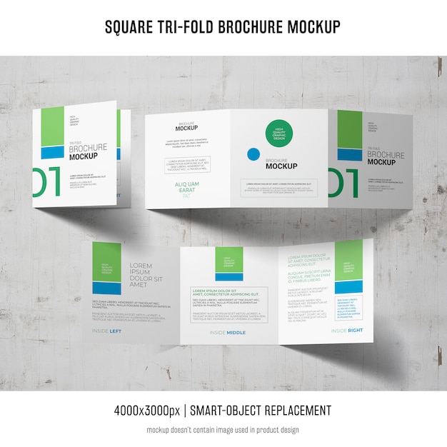 Square Tri-fold Brochure Mockup