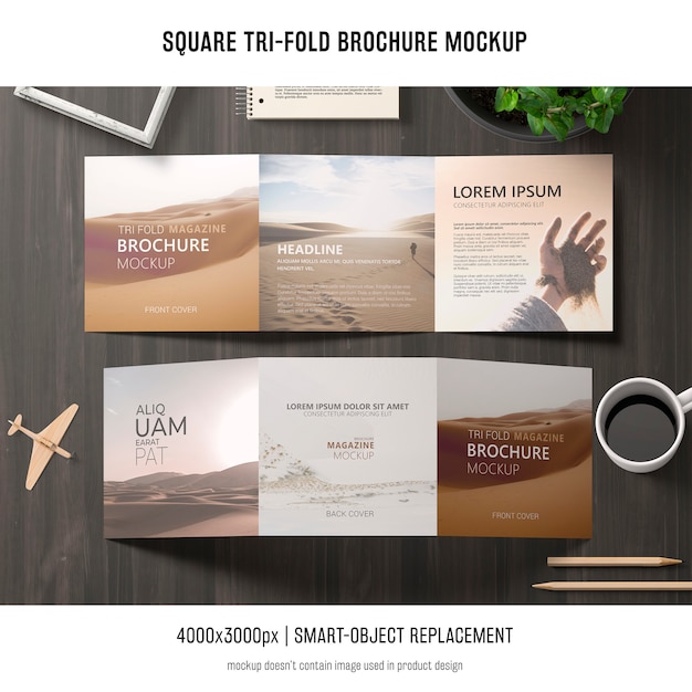 Square Tri-fold Brochure Mockup