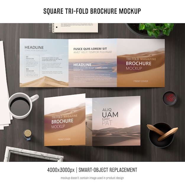 Square Tri-fold Brochure Mockup
