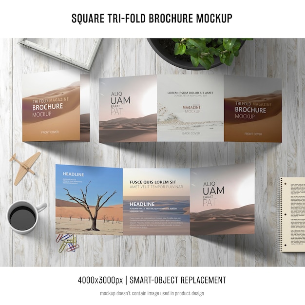 Square Tri-fold Brochure Mockup