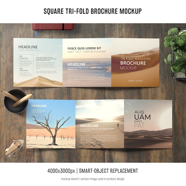 Square Tri-fold Brochure Mockup
