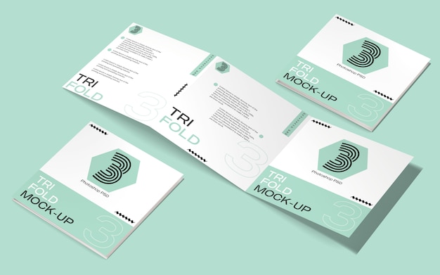 Square tri-fold brochure mockup