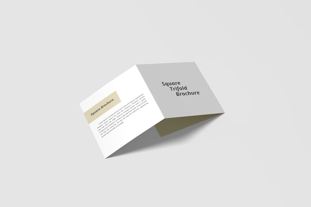 PSD square trifold brochure mockup in 3d rendering