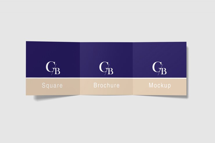 PSD square trifold brochure mockup