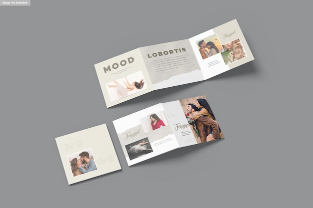 Square trifold brochure mockup