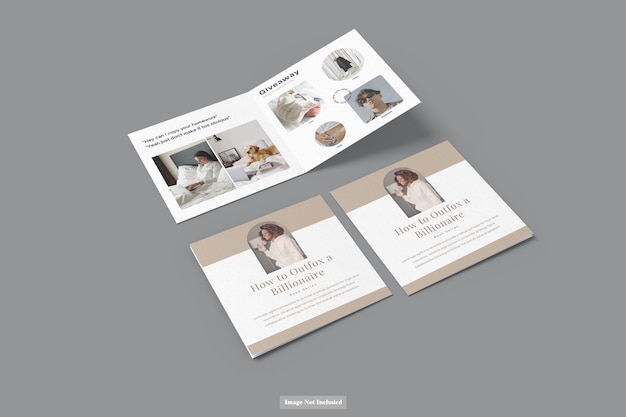 Square trifold brochure mockup