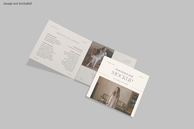 Square trifold brochure mockup