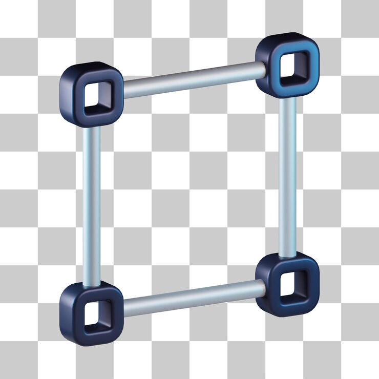 PSD square vector nodes symbol 3d icon