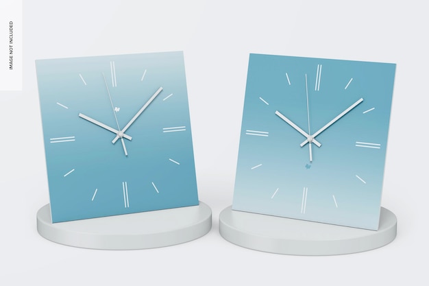 Square Wall Clocks Mockup