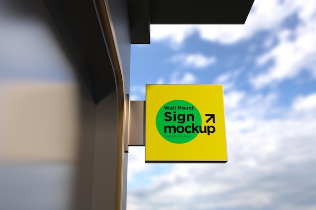Square Wall Mount Sign Double Sided sign board Mockup