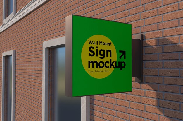 square wall mount sign double sided sign board mockup
